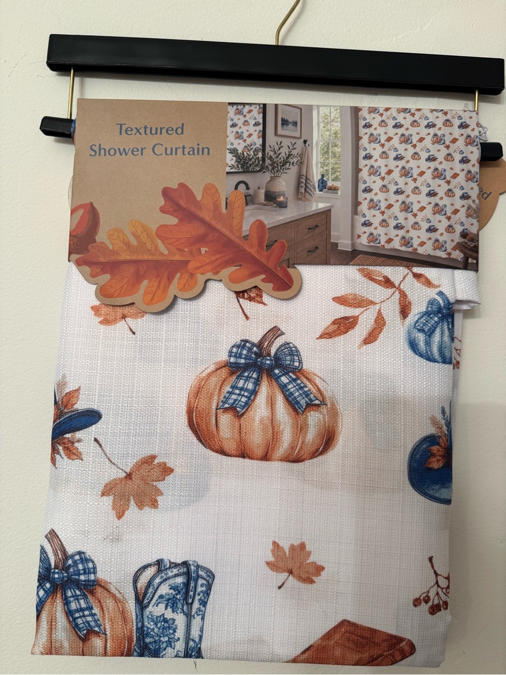 Fall Pumpkin Cowboy Boot Fabric Shower Curtain